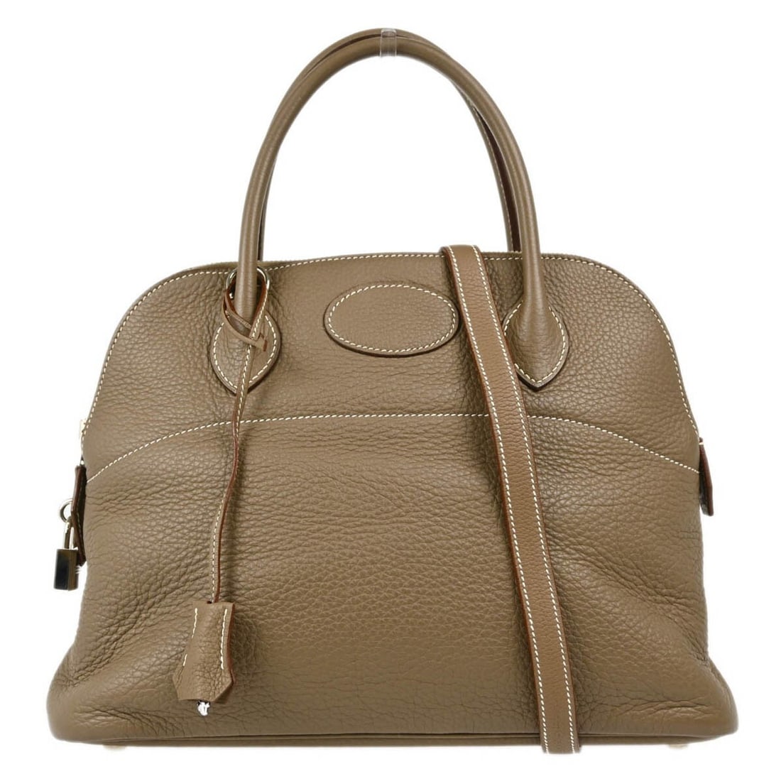 Hermes Bolide 31 Etoupe Gray Taurillon Clemence 2way Handbag: Hermes Bolide 31 Etoupe Gray Taurillon Clemence 2way Handbag Introducing the exquisite Hermes Bolide 31 handbag in Etoupe Gray, crafted from luxurious Taurillon Clemence leather. This medium-sized sat