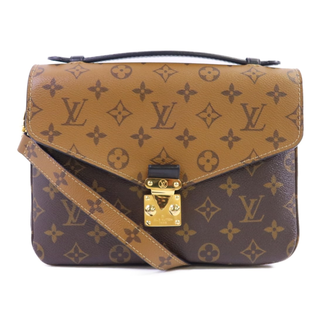 Monogram Reverse Pochette Metis Shoulder Bag by Louis Vuitton M44876: Monogram Reverse Pochette Metis Shoulder Bag by Louis Vuitton M44876 This Louis Vuitton Pochette Metis 2-way shoulder bag features the iconic Monogram Reverse design in brown PVC coated canvas. The ba