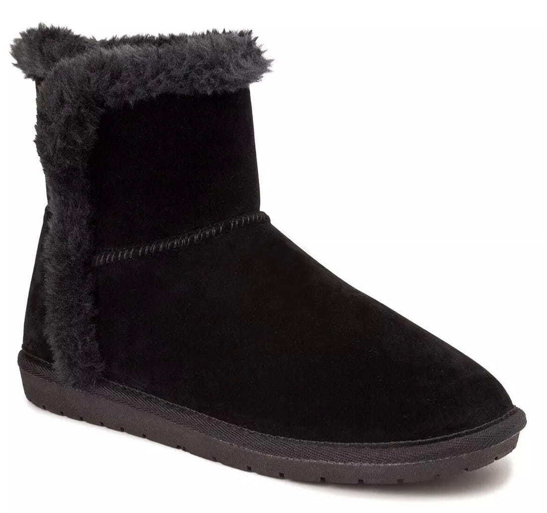 SUGAR Polly Women's Black Fuzzy Winter Booties 6M with Memory Foam: SUGAR Polly Women's Black Fuzzy Winter Booties 6M with Memory Foam Stay warm and stylish this winter with the SUGAR Polly Fuzzy Winter Booties. These trendy black booties feature a cozy plush lining a