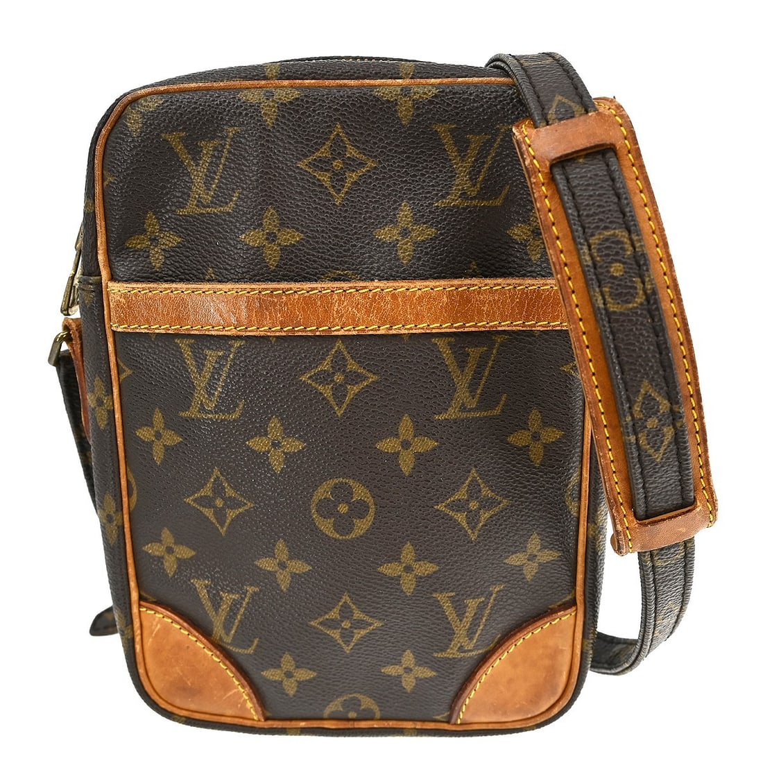 Louis Vuitton Danube Monogram Canvas Medium Crossbody Bag M45266: Louis Vuitton Danube Monogram Canvas Medium Crossbody Bag M45266 The Louis Vuitton Danube crossbody shoulder bag features the brand's signature monogram canvas and leather exterior with a brown color 