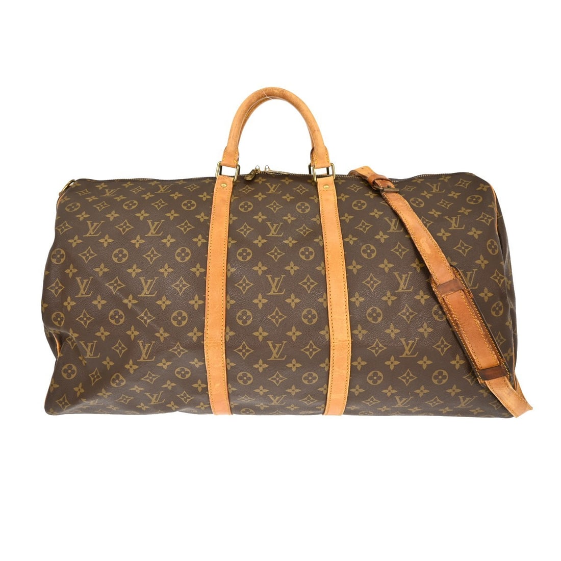 Louis Vuitton Keepall Bandouliiere 60 Monogram Canvas Travel Duffle Bag M41412: Louis Vuitton Keepall Bandouliiere 60 Monogram Canvas Travel Duffle Bag M41412 This is a vintage Louis Vuitton Keepall Bandouliere 60 bag crafted from signature brown monogram canvas leather. Designed