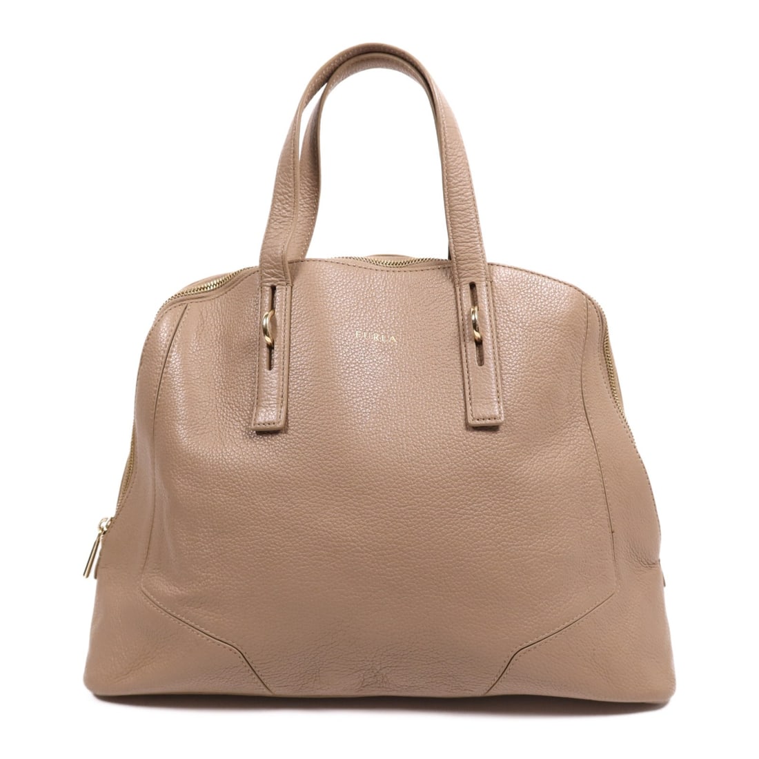Furla Brown Calfskin Leather Handbag with GHW: Furla Brown Calfskin Leather Handbag with GHW This stylish Furla handbag is crafted from high-quality calfskin leather in a rich brown hue. Designed for both fashion and function, it features a spacio