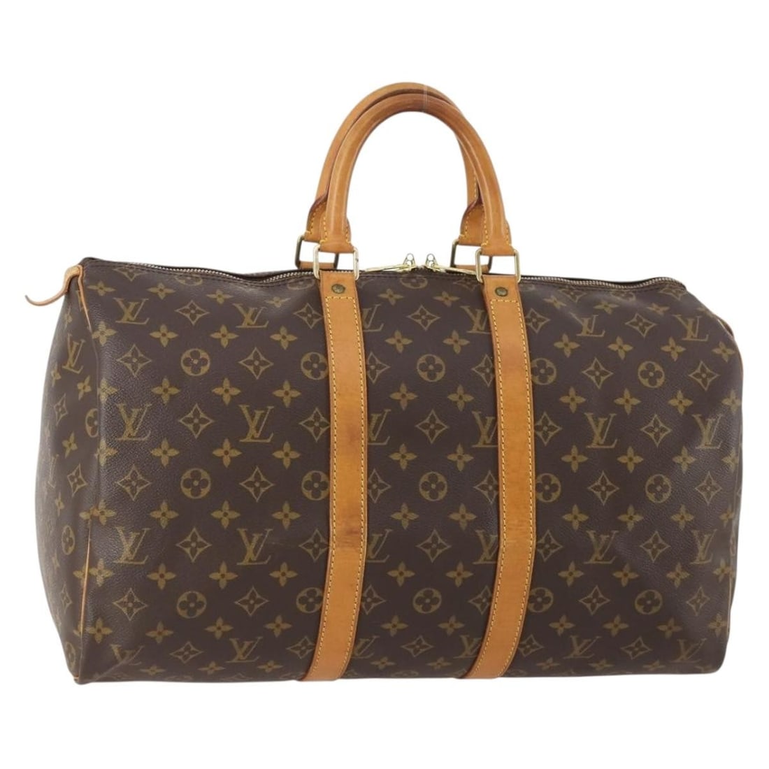 Louis Vuitton Keepall 45 Monogram Canvas Boston Bag M41428 France: Louis Vuitton Keepall 45 Monogram Canvas Boston Bag M41428 France This is a Louis Vuitton Monogram Keepall 45 Boston Bag, crafted from the brand's signature Monogram Canvas. The bag features a classic