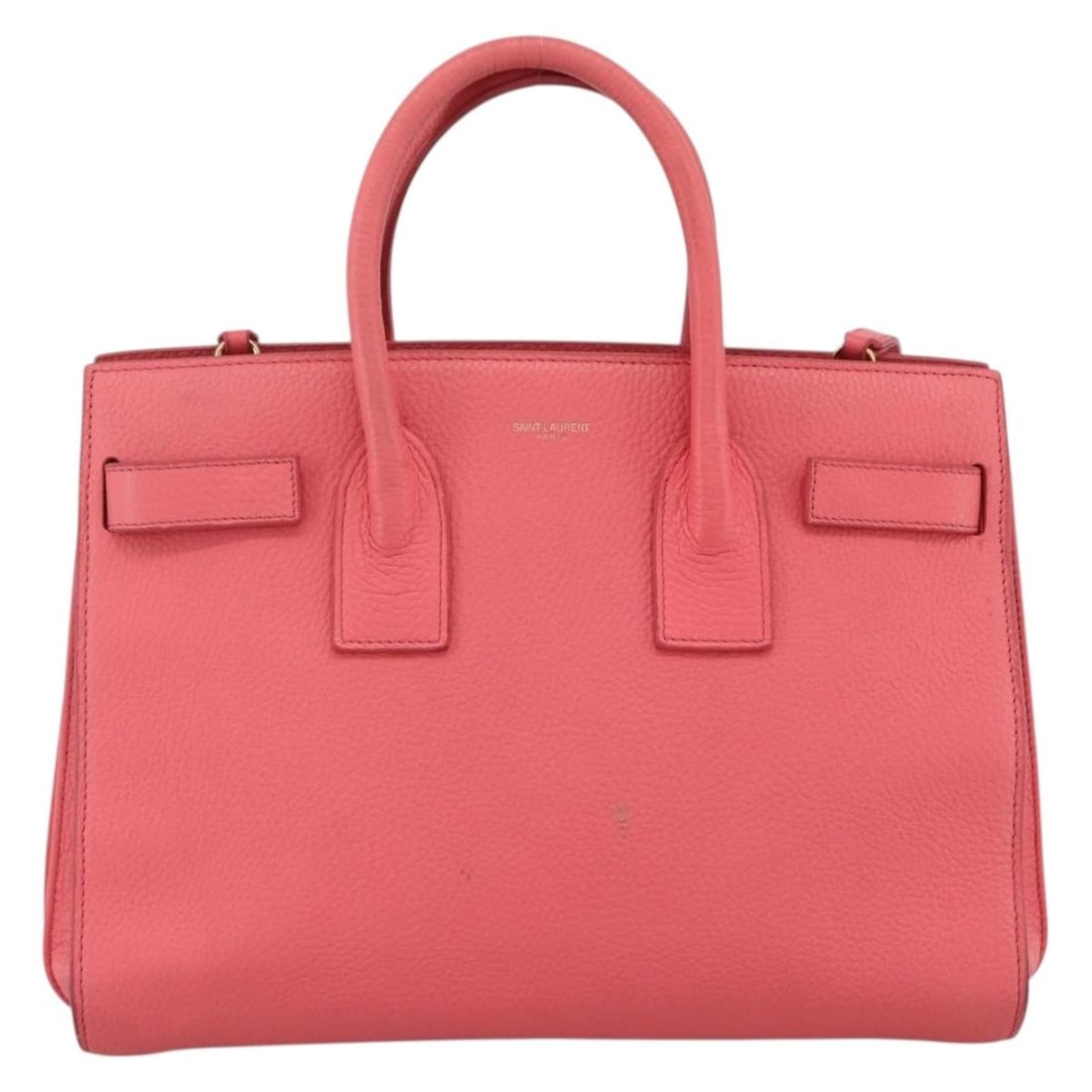 Pink Leather Sac de Jour Bag by Saint Laurent 31cm: Pink Leather Sac de Jour Bag by Saint Laurent 31cm This Saint Laurent Sac de Jour bag is crafted from pink leather and designed for women. Made in Italy, it features a structured silhouette with top h