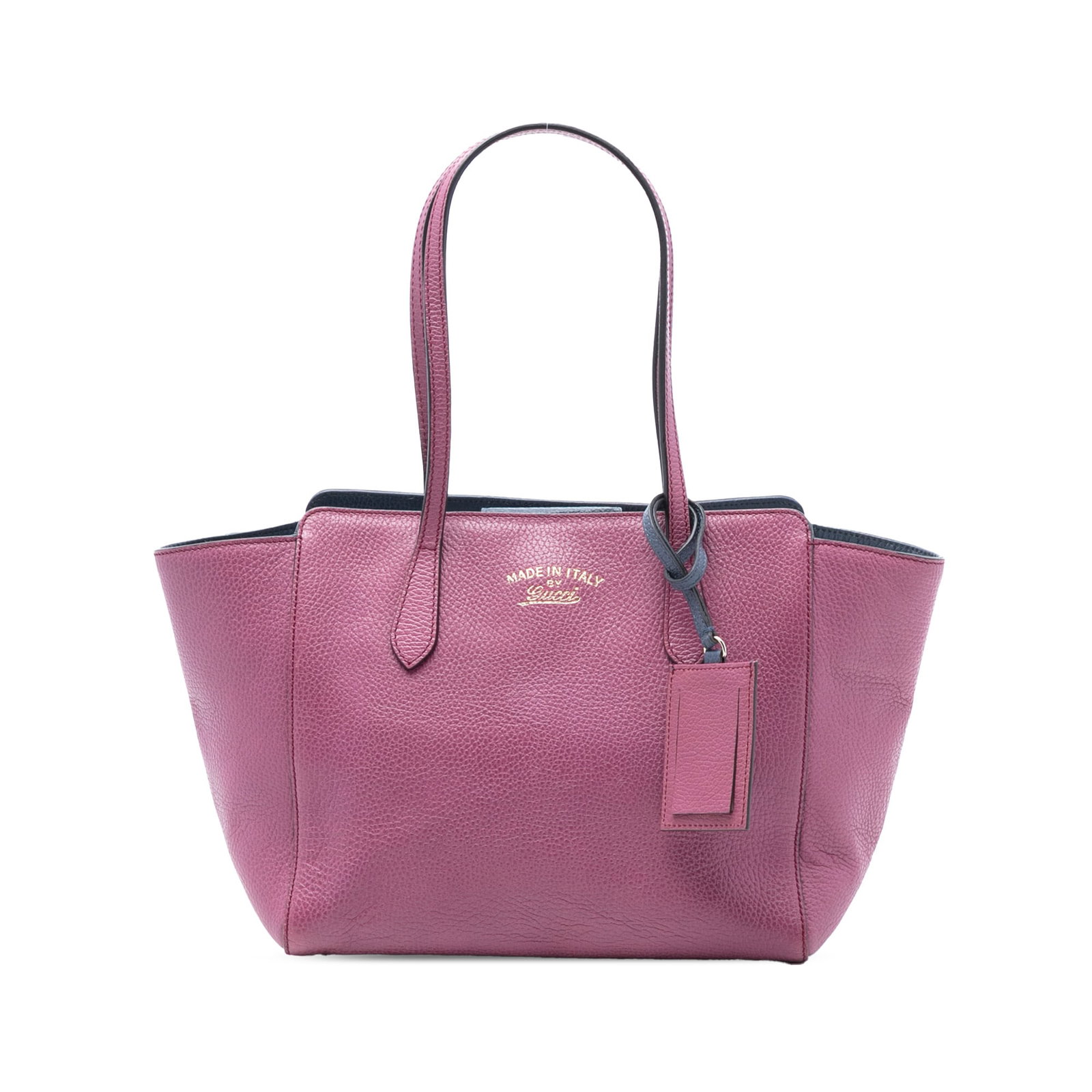 Gucci Swing Medium Purple Leather Tote Bag Italy: Gucci Swing Medium Purple Leather Tote Bag Italy This Gucci Medium Leather Swing Tote features a purple leather body with flat leather straps and an open top secured by a magnetic closure. The tote in