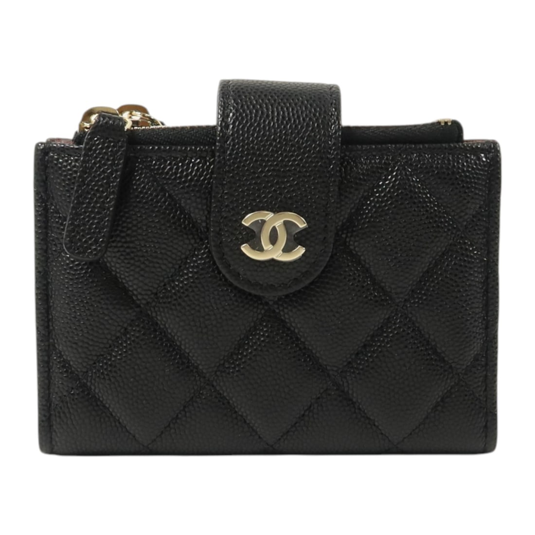 Chanel Black Calfskin CC Card Holder with Gold Hardware AP1928: Chanel Black Calfskin CC Card Holder with Gold Hardware AP1928 This CHANEL card and coin case features the iconic CC logo and is crafted from calfskin leather in black and dark red. Designed for women