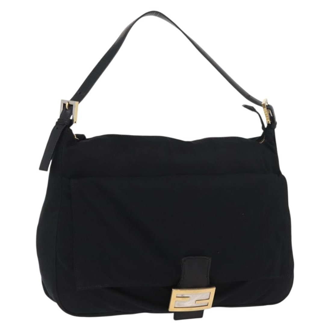 Fendi Mamma Baguette Black Nylon Shoulder Bag Gold Hardware Italy (1 of 18)
