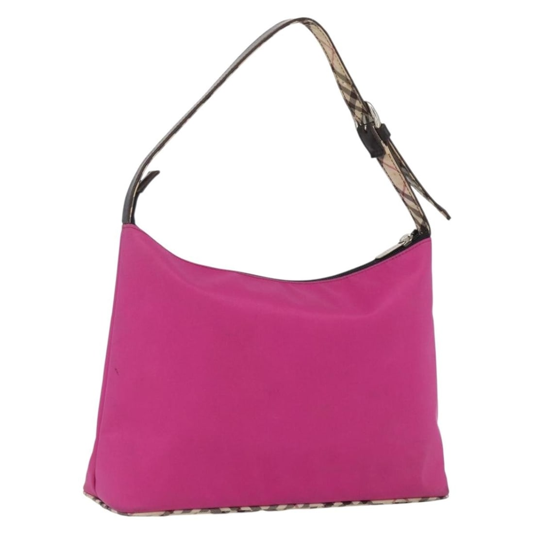 Burberry Blue Label Pink Nylon Nova Check Shoulder Bag from Japan: Burberry Blue Label Pink Nylon Nova Check Shoulder Bag from Japan This BURBERRY Nova Check Blue Label shoulder bag features a stylish pink and silver nylon exterior with the signature Nova Check patte