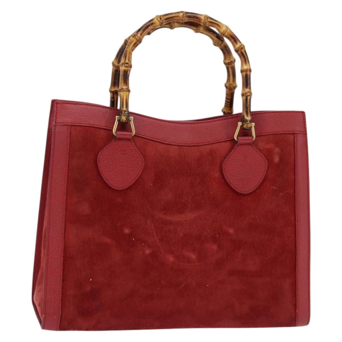 GUCCI Bamboo Hand Bag Leather Suede Red Gold 002 0260 2615 Authentic Italy (1 of 18)