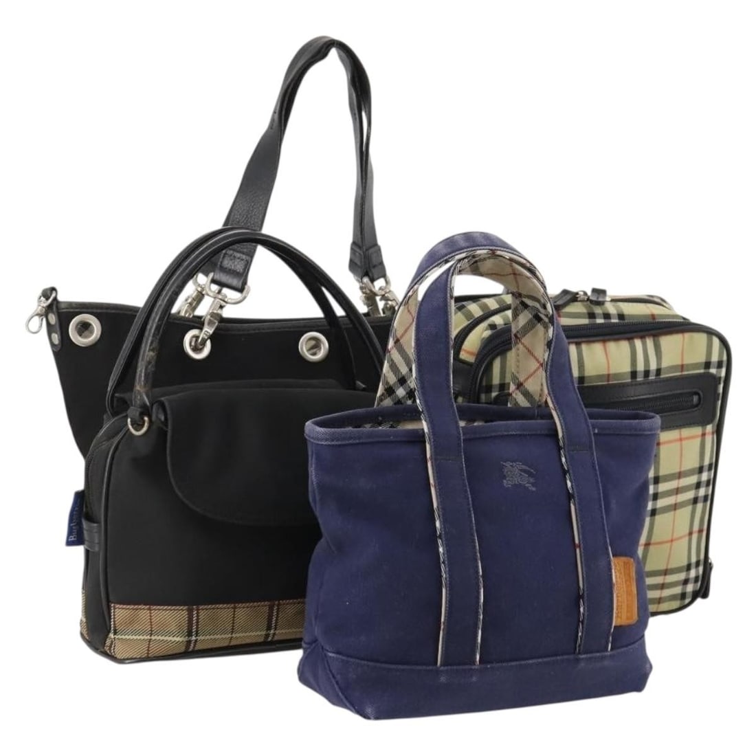 Set of 4 Burberry Canvas Nova Check Clutch Bags in Black Blue Beige (1 of 18)