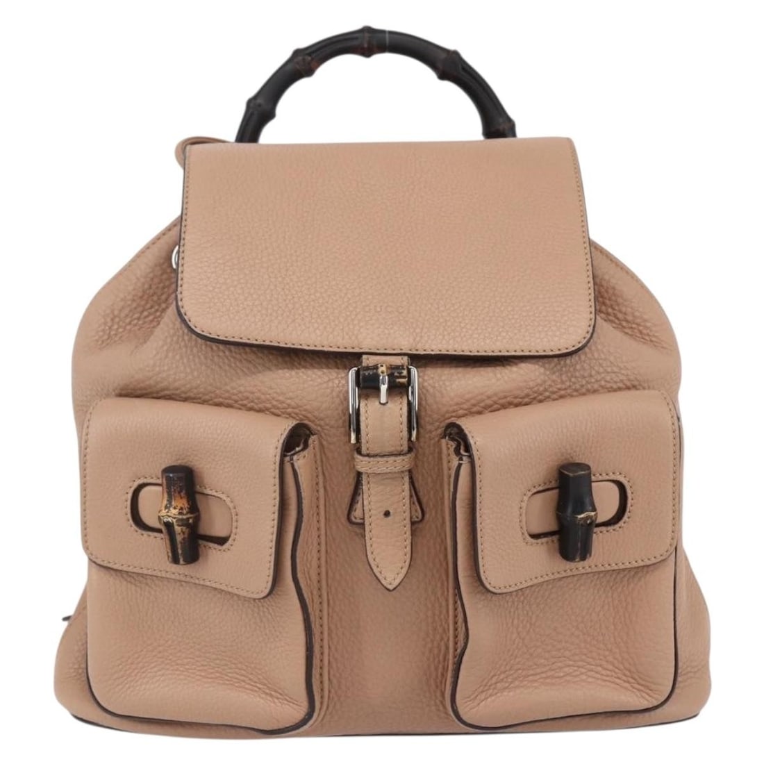 Leather Backpack with Bamboo Handle Gucci Vintage Beige 30cm by 28cm (1 of 18)