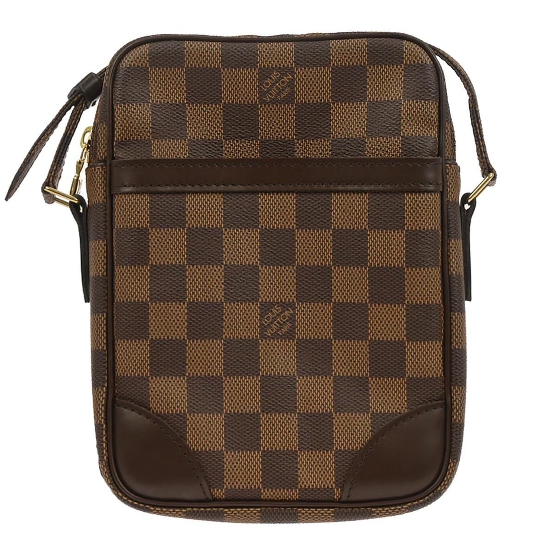 Louis Vuitton Damier Canvas Danube Crossbody Bag N48063: Louis Vuitton Damier Canvas Danube Crossbody Bag N48063 This Louis Vuitton Damier Danube shoulder bag features a brown Damier canvas leather exterior with a zip closure. Designed in a medium size, it 