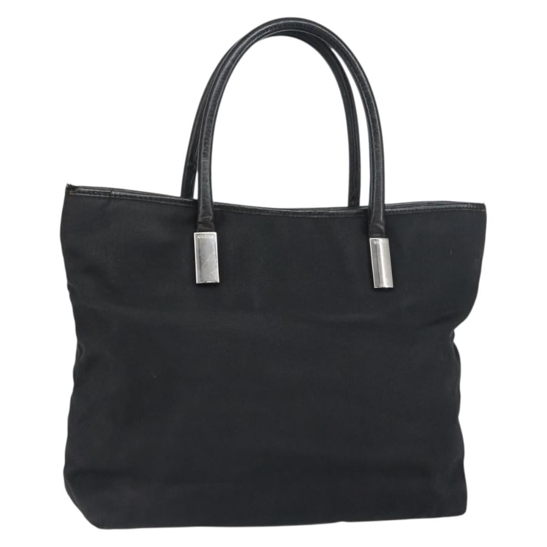 GUCCI Nylon Hand Bag Black Silver 002 2123 0457 Authentic Italy: GUCCI Nylon Hand Bag Black Silver 002 2123 0457 Authentic Italy This authentic GUCCI hand bag combines style and functionality with its sleek nylon exterior in a striking black and silver color scheme