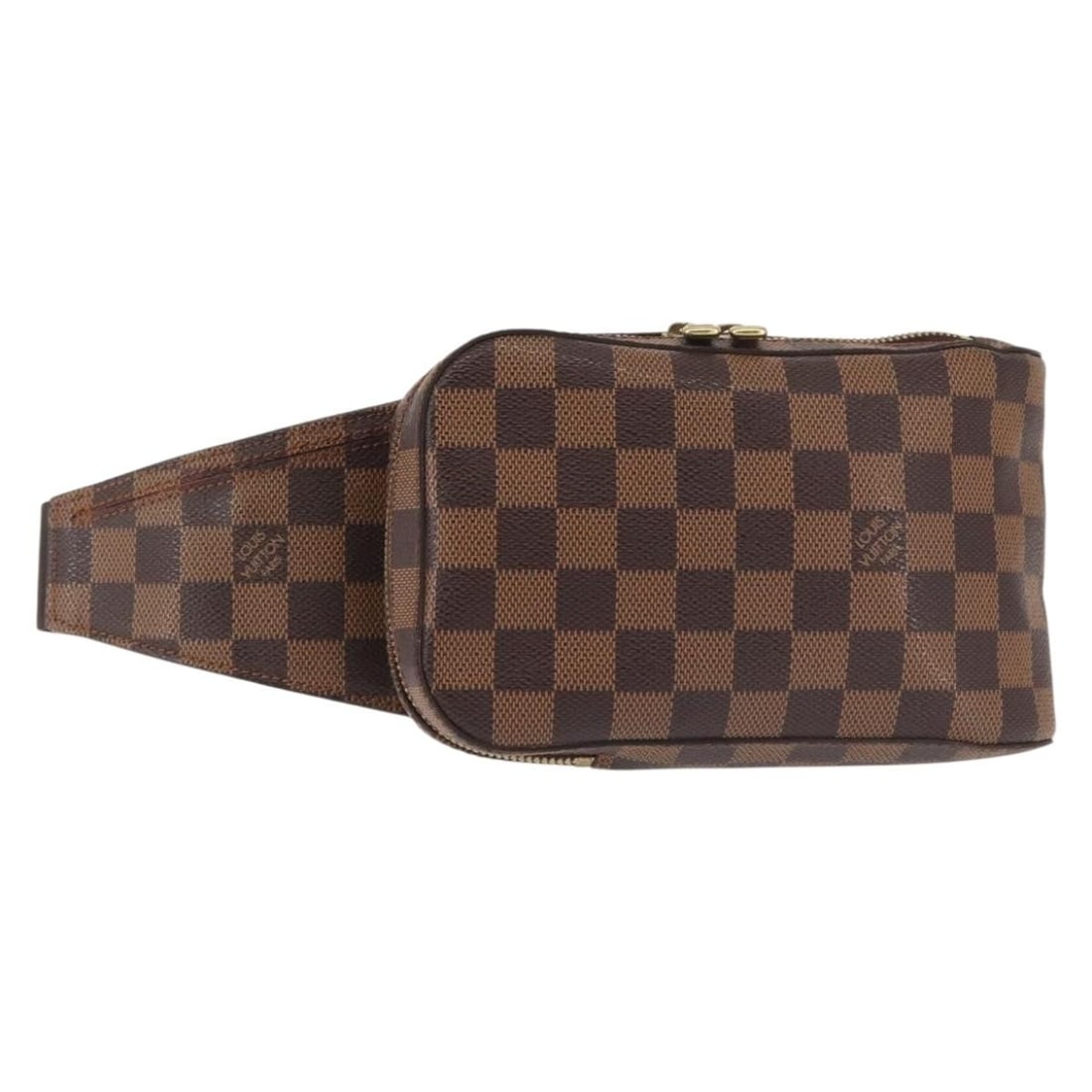 Louis Vuitton Geronimos Brown Canvas Unisex Waist Bag: Louis Vuitton Geronimos Brown Canvas Unisex Waist Bag The Louis Vuitton Geronimos Waist Bag features a classic Damier canvas design in brown. This unisex accessory is crafted in Spain and is equipped 