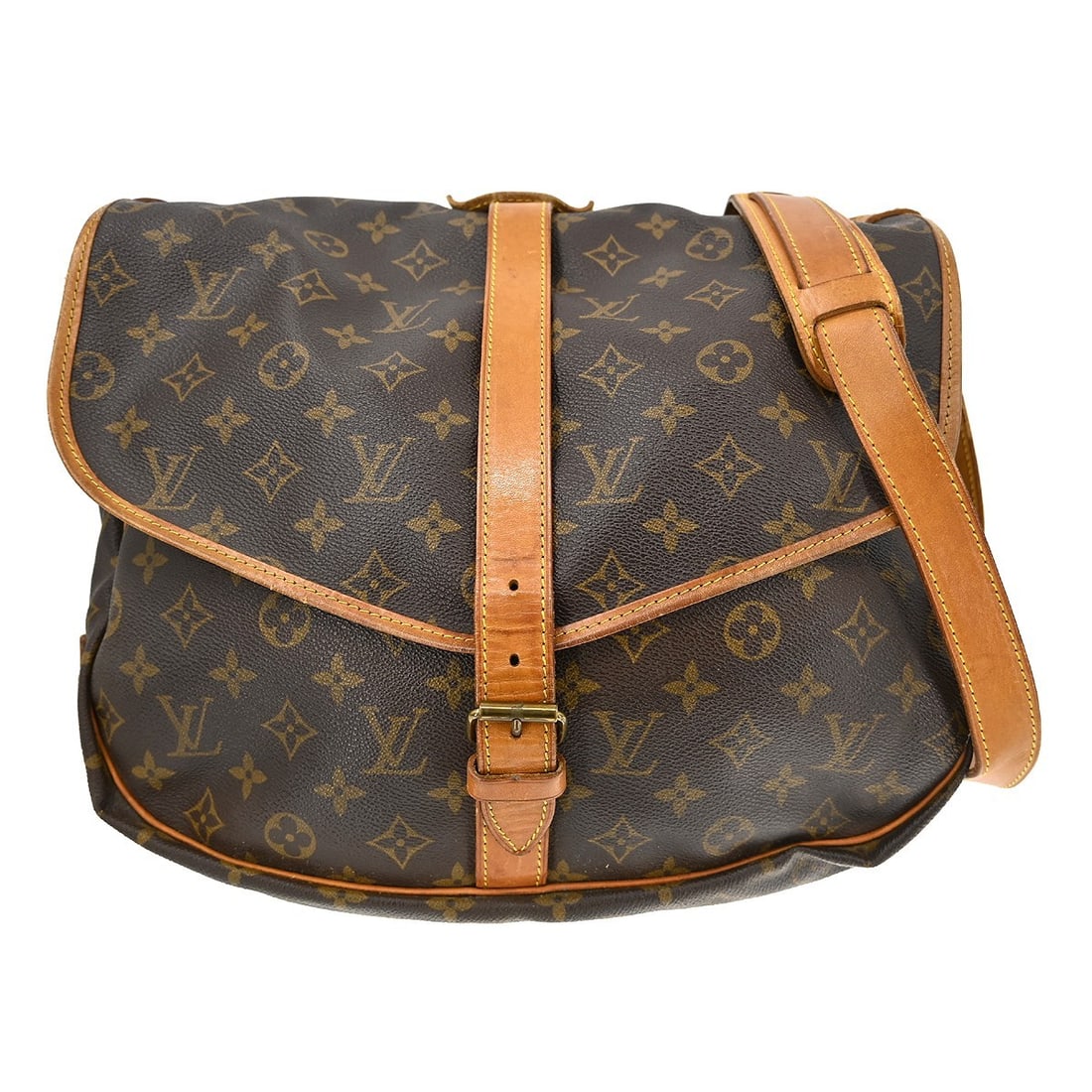 Louis Vuitton Saumur 35 Monogram Canvas Shoulder Bag M42254: Louis Vuitton Saumur 35 Monogram Canvas Shoulder Bag M42254 This Louis Vuitton Saumur 35 shoulder bag features the iconic Monogram canvas leather exterior with brown canvas lining and leather crossbod