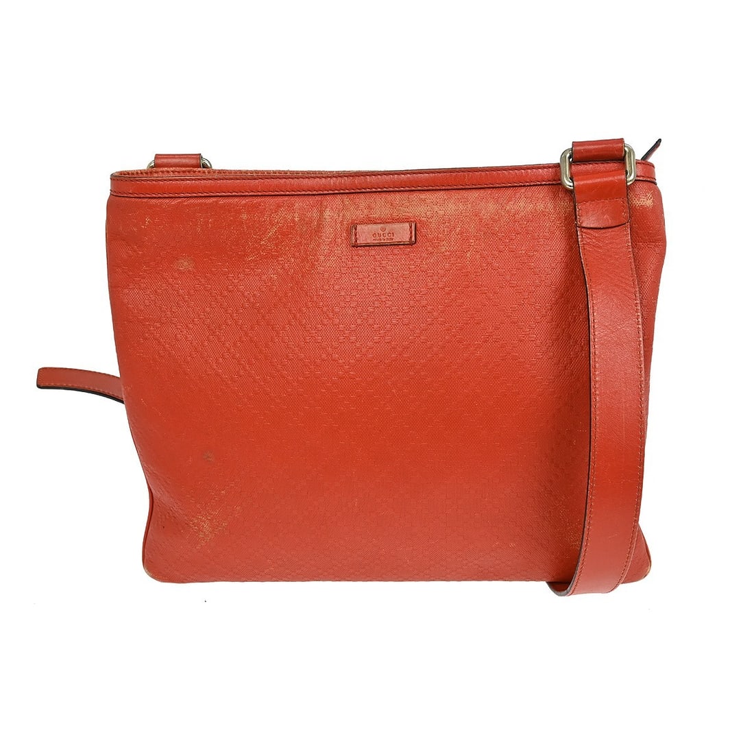 Gucci GG Vintage Red Leather Medium Shoulder Bag 201446 22123 Italy: Gucci GG Vintage Red Leather Medium Shoulder Bag 201446 22123 Italy This is a vintage Gucci GG shoulder bag crafted from red leather with a brown lining. It features a zip closure and red leather hand