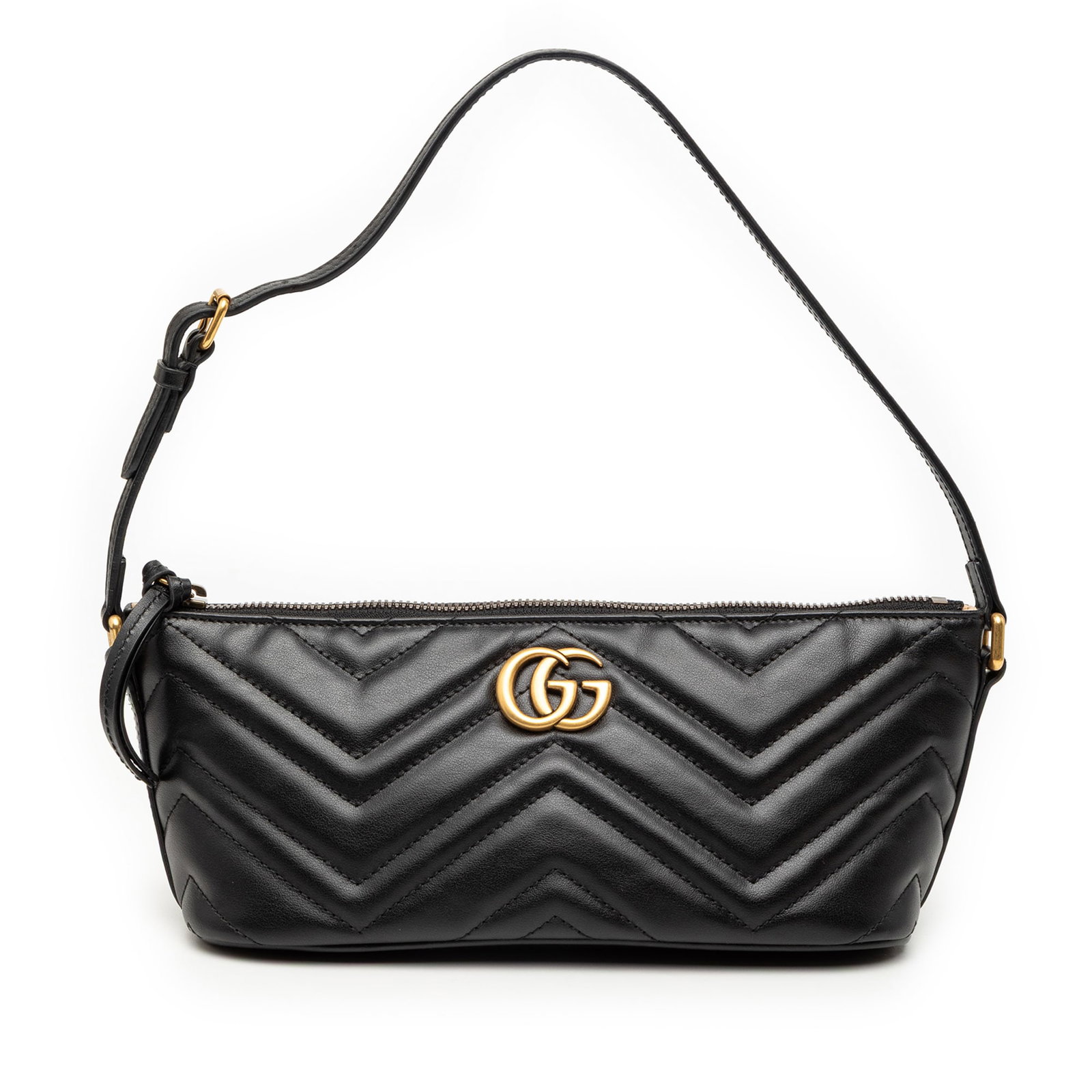 Gucci GG Marmont Black Leather Matelasse Shoulder Bag from Italy: Gucci GG Marmont Black Leather Matelasse Shoulder Bag from Italy This Gucci GG Marmont Matelasse Leather Shoulder Bag features a black leather exterior with a signature matelasse pattern. It is design