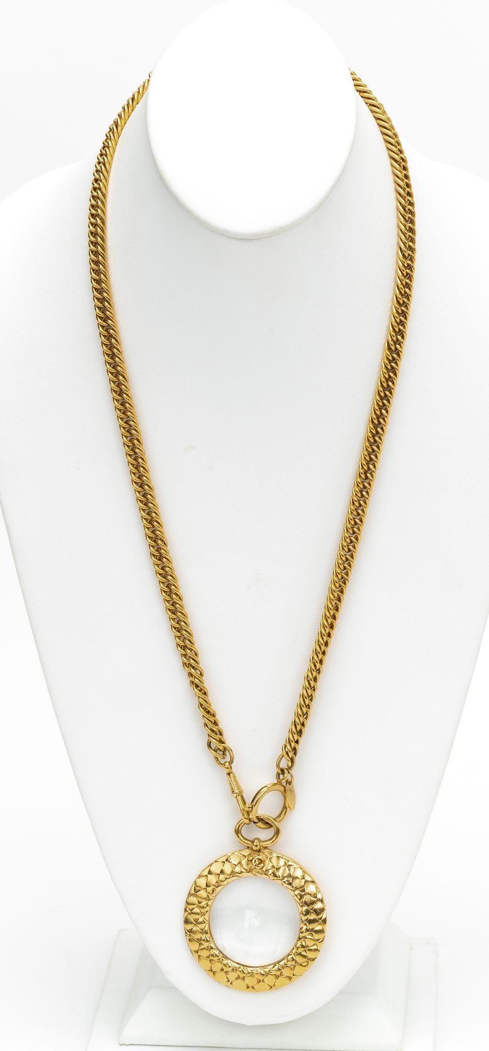 Chanel 80s Scales Textured Magnifier Necklace with Original Box (1 of 6)