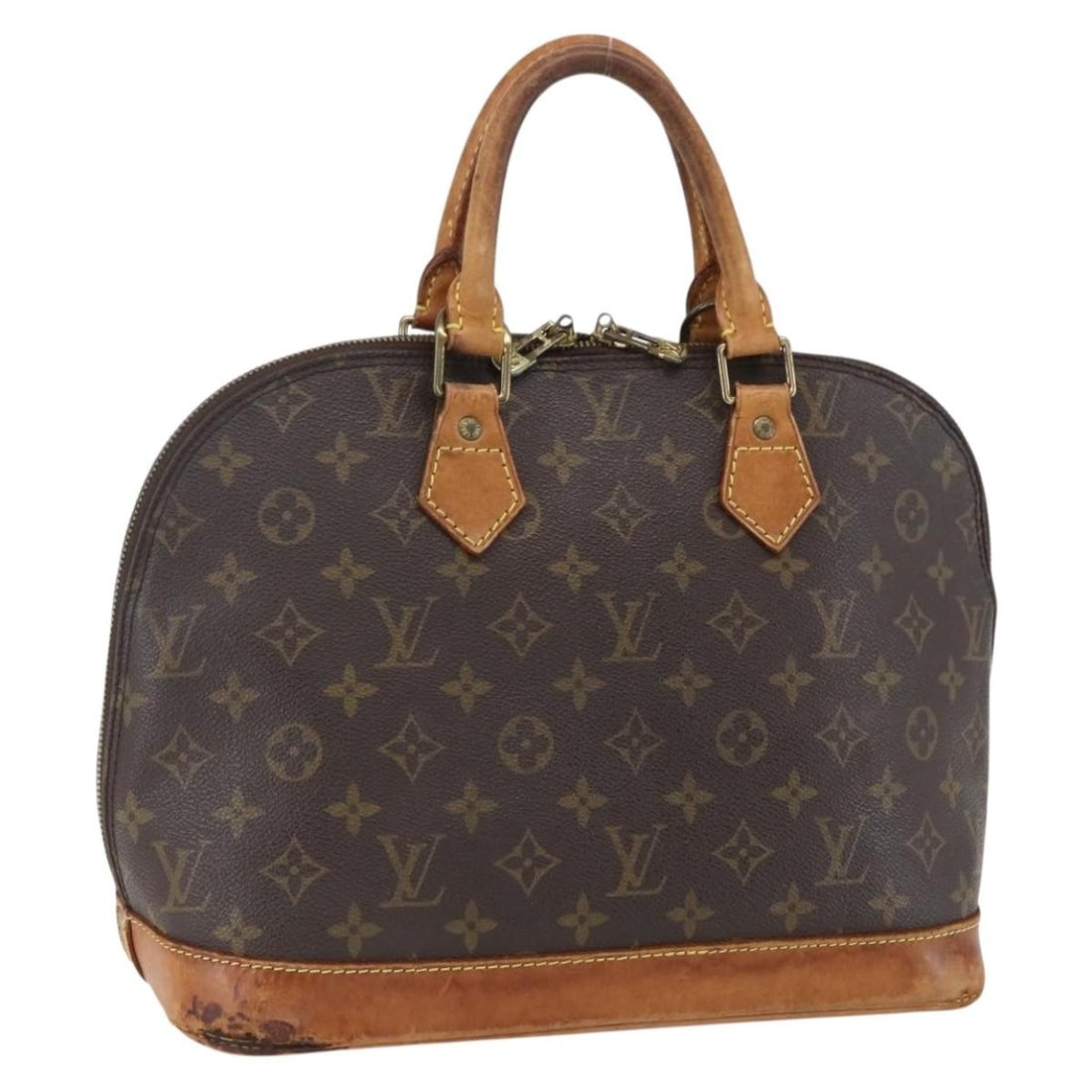 Louis Vuitton Alma Monogram Canvas Handbag M51130 France: Louis Vuitton Alma Monogram Canvas Handbag M51130 France This Louis Vuitton Monogram Alma Hand Bag features the signature Monogram Canvas exterior with a classic silhouette. The bag is crafted in Fran