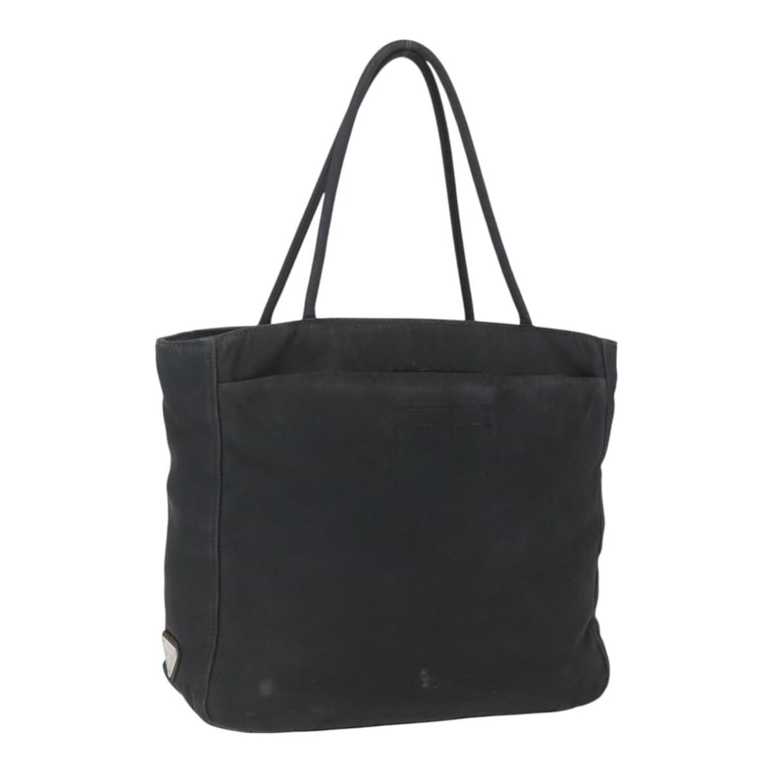 Black Nylon Prada Handbag with Silver Details Made in Italy: Black Nylon Prada Handbag with Silver Details Made in Italy This PRADA handbag is crafted from durable black nylon with silver-tone accents, designed in a classic style. Made in Italy, it features a p