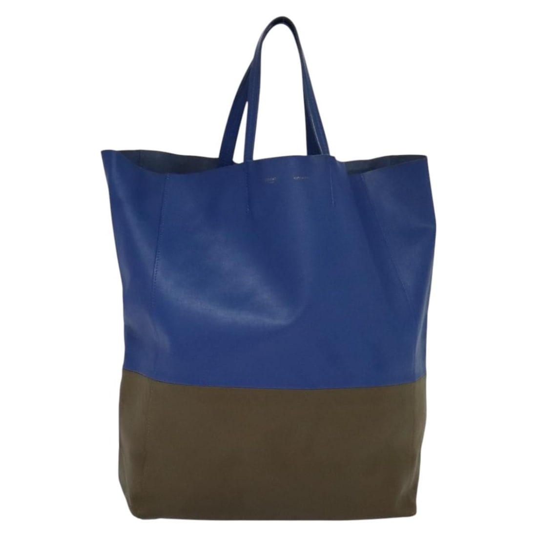 Celine Blue Leather Vertical Cabas Tote Bag 31cm x 40cm x 13cm: Celine Blue Leather Vertical Cabas Tote Bag 31cm x 40cm x 13cm This Celine Vertical Cabas Tote is crafted from blue leather and designed for women. Made in Italy, the tote features a spacious interior