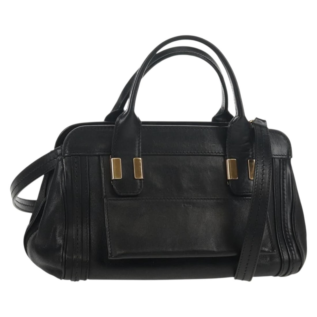 Chloe Alice 2way Hand Bag Leather Black Gold Authentic BA7550 (1 of 18)