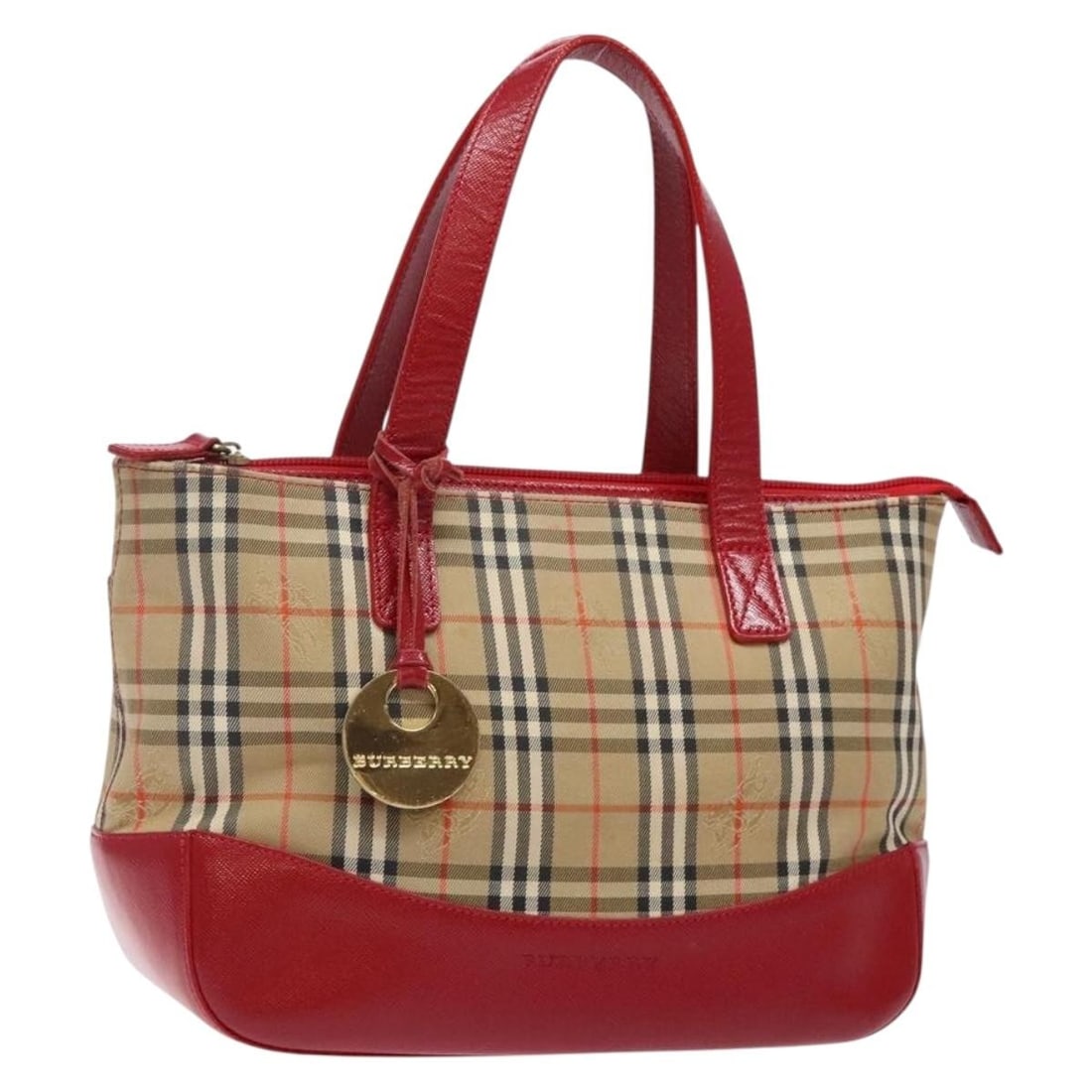 BURBERRY Nova Check Hand Bag Canvas Beige Red Gold Auth: BURBERRY Nova Check Hand Bag Canvas Beige Red Gold Auth This authentic Burberry Nova Check Hand Bag showcases a stylish blend of beige, red, and gold canvas, making it a chic accessory for any outfit.