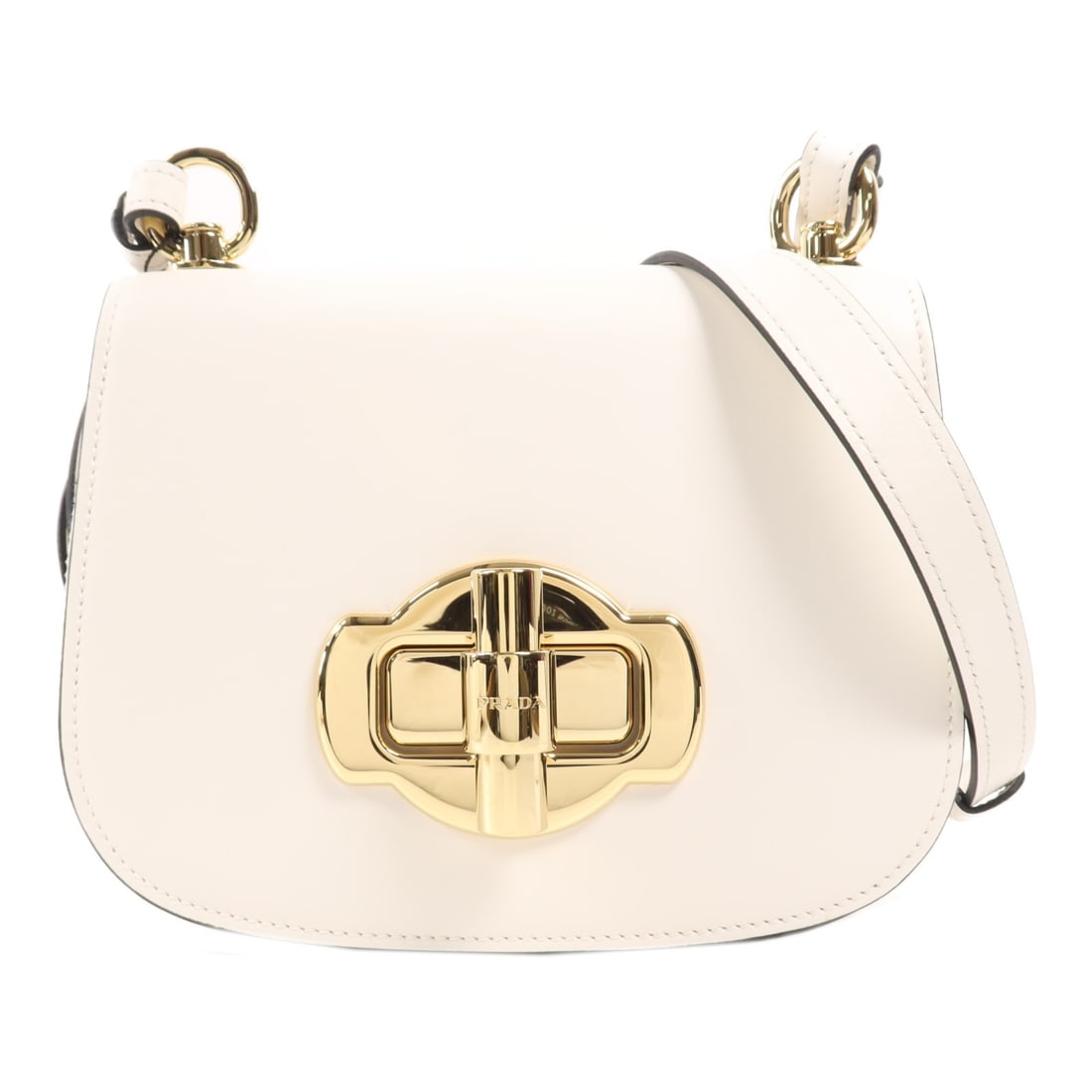 PRADA Saddle Corsaire Shoulder Bag 1BD239 White Calfskin: PRADA Saddle Corsaire Shoulder Bag 1BD239 White Calfskin Elevate your style with the PRADA Saddle Corsaire Shoulder Bag, crafted from luxurious calfskin leather in an elegant white hue. This chic shou