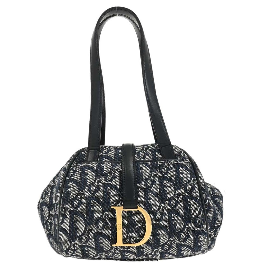 Christian Dior Navy Trotter Handbag 07RU0073 Small Canvas Leather: Christian Dior Navy Trotter Handbag 07RU0073 Small Canvas Leather This Christian Dior Navy Trotter Handbag is a stylish accessory crafted from high-quality canvas leather. Its compact size makes it pe