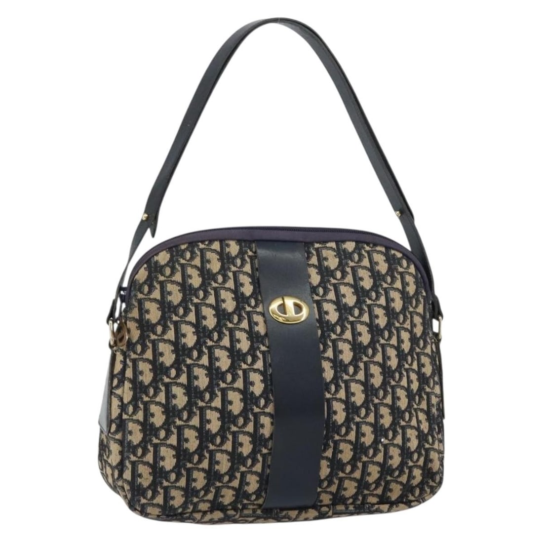 Christian Dior Navy Gold Trotter Canvas Shoulder Bag Auth: Christian Dior Navy Gold Trotter Canvas Shoulder Bag Auth This stylish Christian Dior Trotter Canvas Shoulder Bag is a chic addition to any wardrobe. Crafted in France, it features a classic navy and 