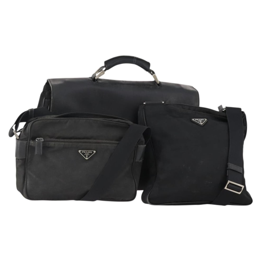 Set of 3 Prada Black Nylon Women's Handbags with Guarantee Card (1 of 18)
