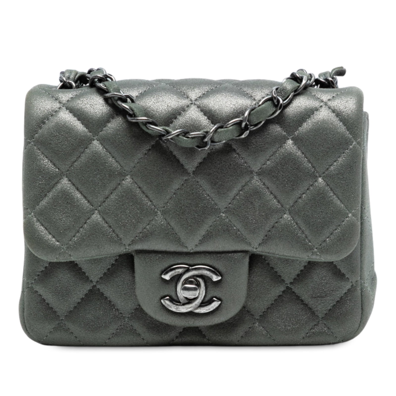 Chanel Mini Square Classic Lambskin Gray Flap Bag (1 of 8)