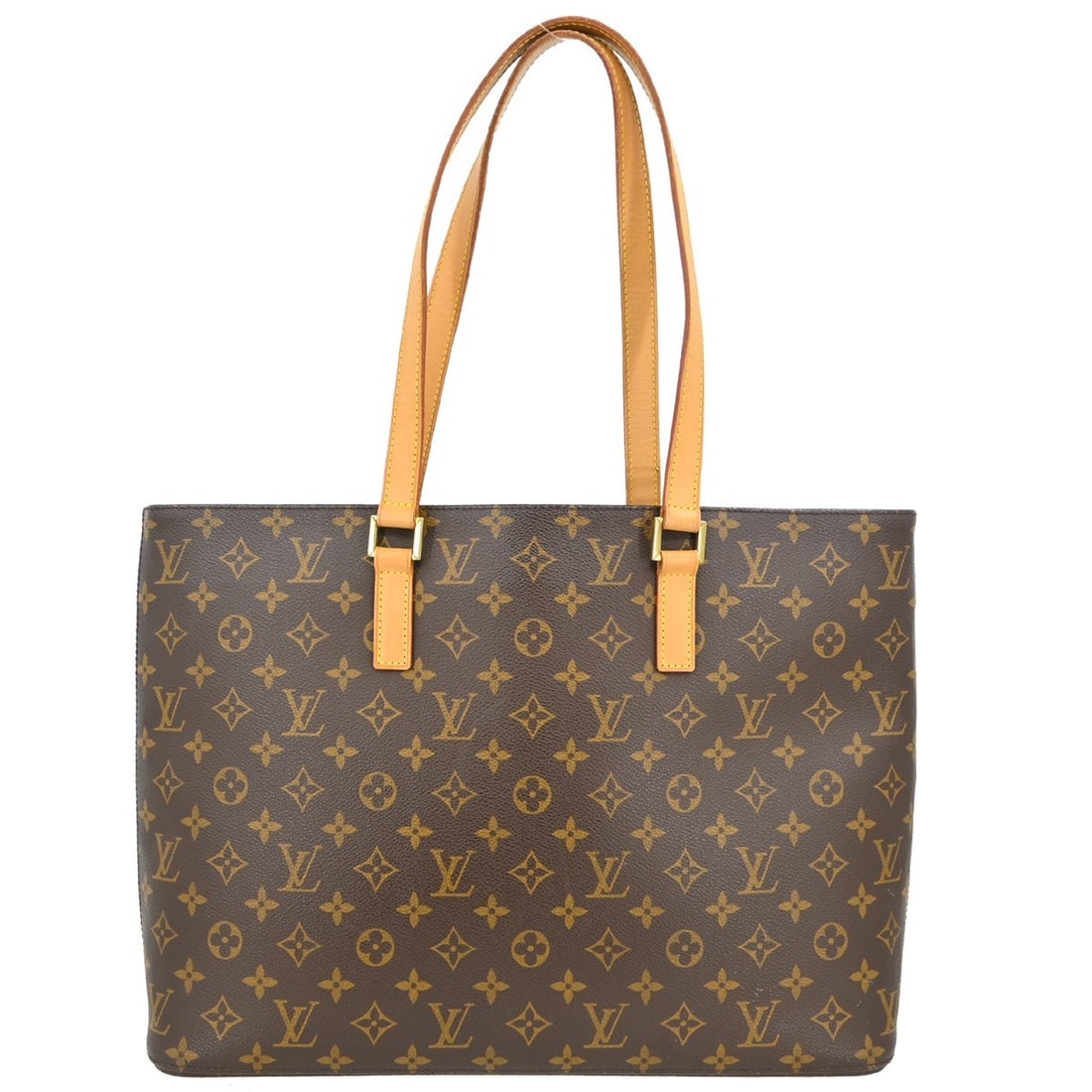 Louis Vuitton Luco Monogram Canvas Shoulder Tote Large Brown M51155: Louis Vuitton Luco Monogram Canvas Shoulder Tote Large Brown M51155 This Louis Vuitton Monogram Luco shoulder tote bag features the iconic monogram canvas leather exterior with beige double leather ha