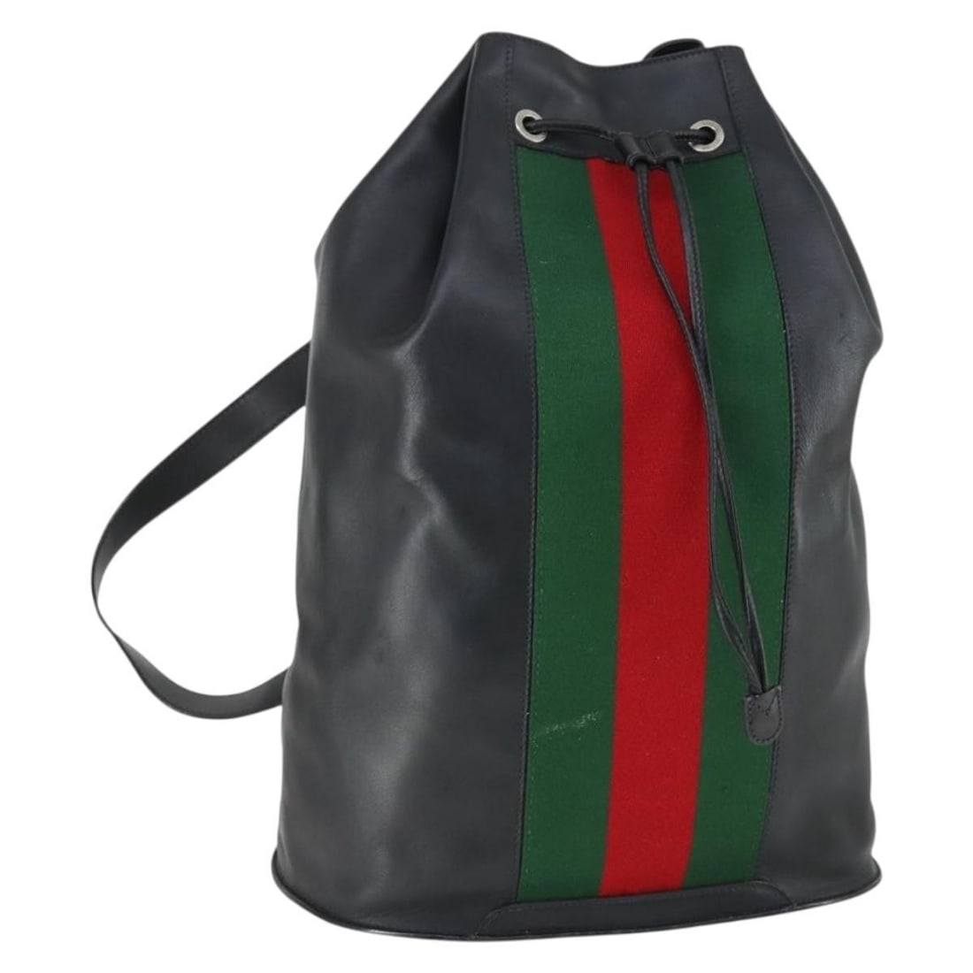 Gucci Sherry Web Leather Backpack Black With Red and Green Stripe 003 2113 0042: Gucci Sherry Web Leather Backpack Black With Red and Green Stripe 003 2113 0042 This is a GUCCI Web Sherry Line backpack crafted from leather in black, red, and green. Designed for women, it features 