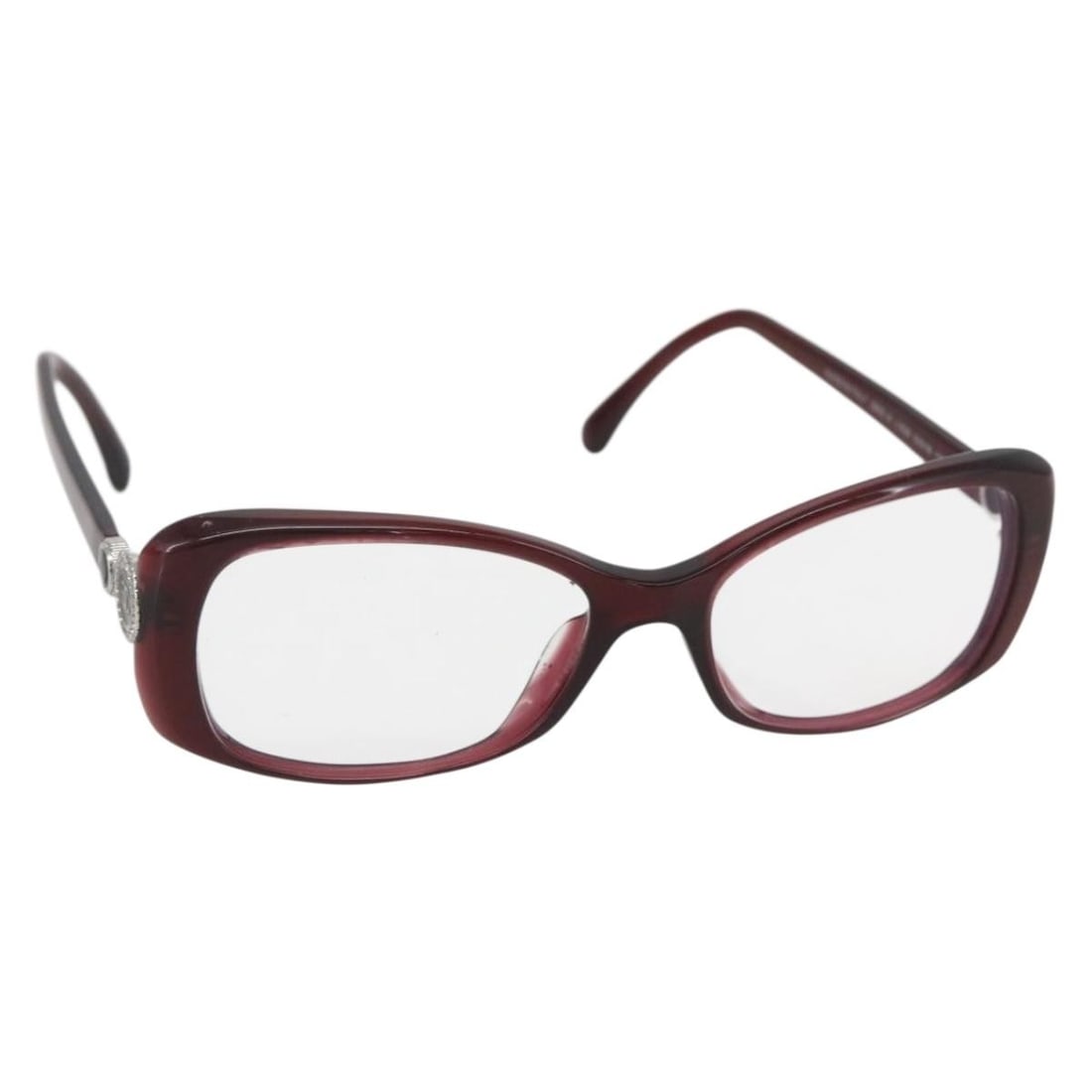 Red Plastic Glasses by CHANEL with Case Made in Italy: Red Plastic Glasses by CHANEL with Case Made in Italy These CHANEL glasses feature a red plastic frame and are crafted in Italy. The glasses come with a matching sunglass case. The condition is heavil