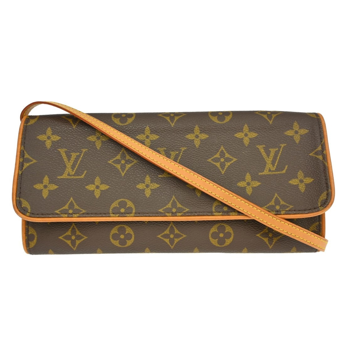 Louis Vuitton Monogram Pochette Twin GM Crossbody Bag M51852: Louis Vuitton Monogram Pochette Twin GM Crossbody Bag M51852 This Louis Vuitton Pochette Twin GM crossbody bag features the iconic Monogram canvas leather exterior with a brown colorway and a detachab