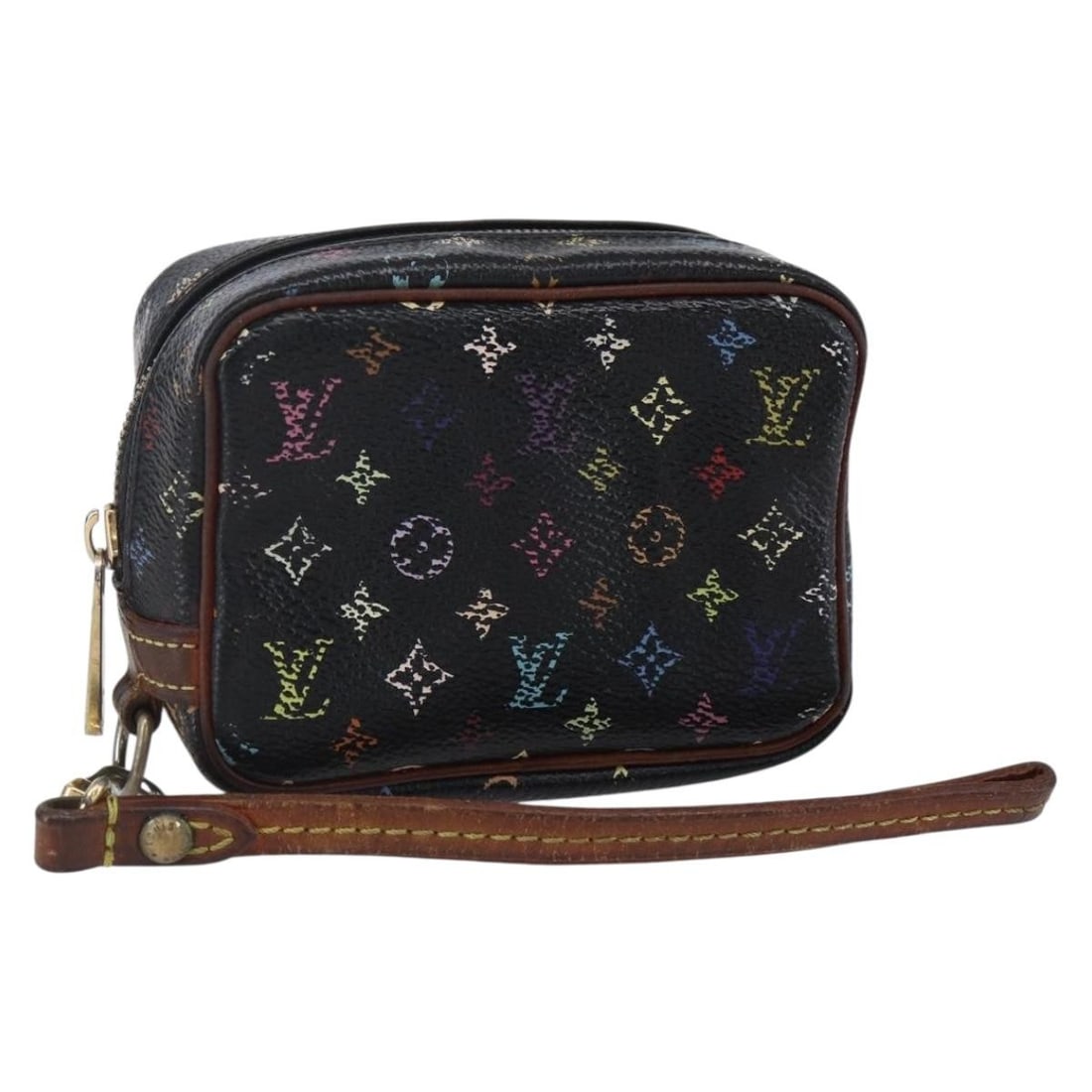 LOUIS VUITTON Monogram Multicolor Trousse Wapity Pouch Black M58034 Authentic: LOUIS VUITTON Monogram Multicolor Trousse Wapity Pouch Black M58034 Authentic Elevate your accessory collection with this authentic Louis Vuitton Monogram Multicolor Trousse Wapity Pouch in Black. Cra