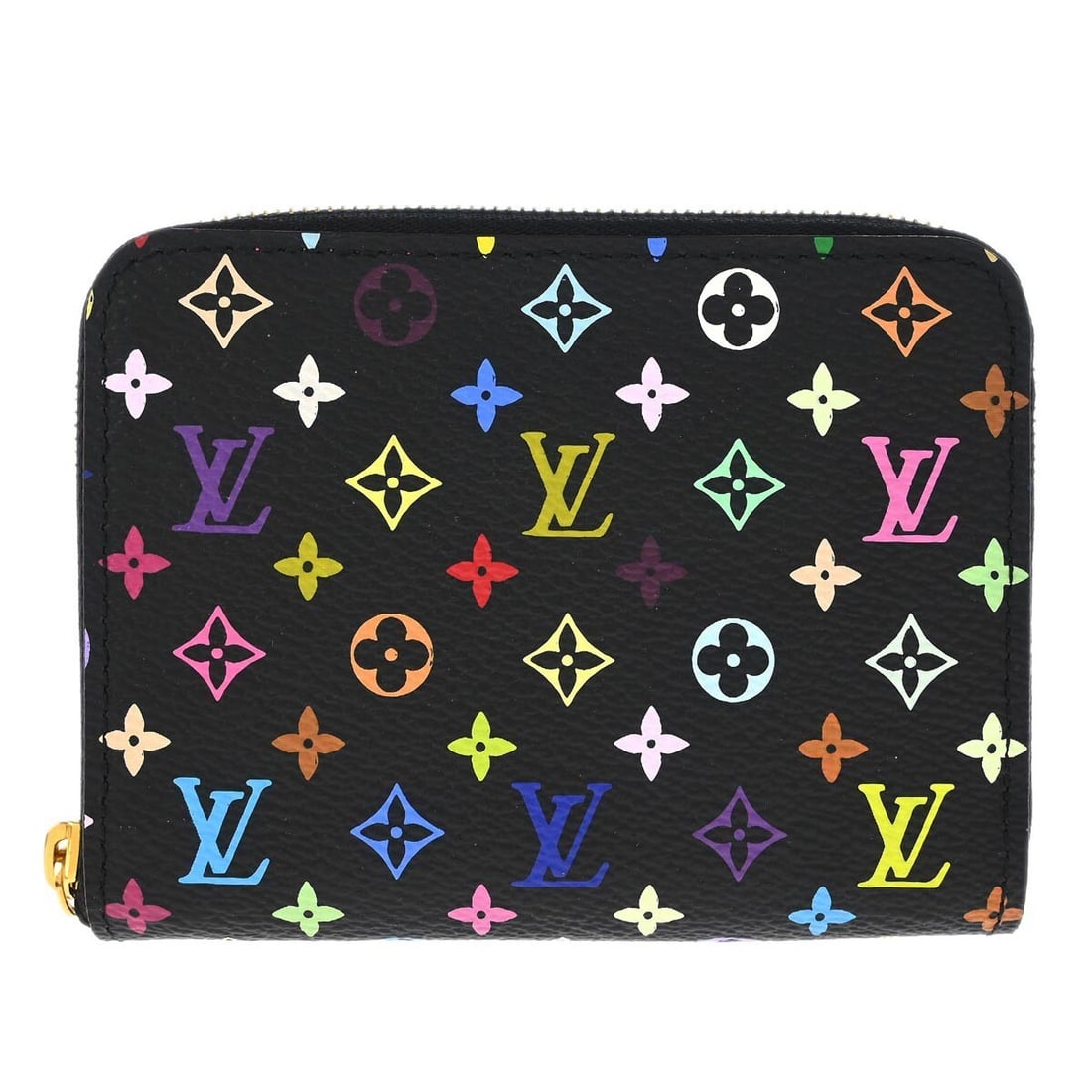Louis Vuitton Multicolor Canvas Zippy Coin Purse Black Leather Wallet: Louis Vuitton Multicolor Canvas Zippy Coin Purse Black Leather Wallet Louis Vuitton black multicolor Zippy coin purse wallet crafted from canvas leather. Designed for women, this coin purse features a