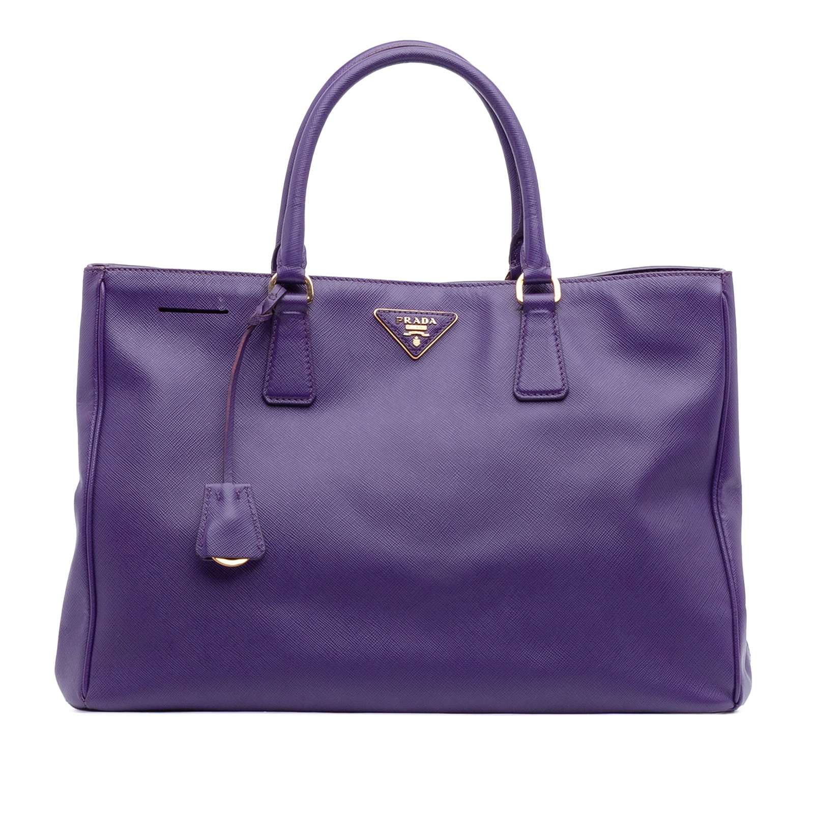 Prada Galleria Saffiano Leather Large Purple Tote Bag: Prada Galleria Saffiano Leather Large Purple Tote Bag The Prada Large Saffiano Lux Galleria Tote features a purple saffiano leather body, rolled handles, an open top with magnetic snap closure, and in
