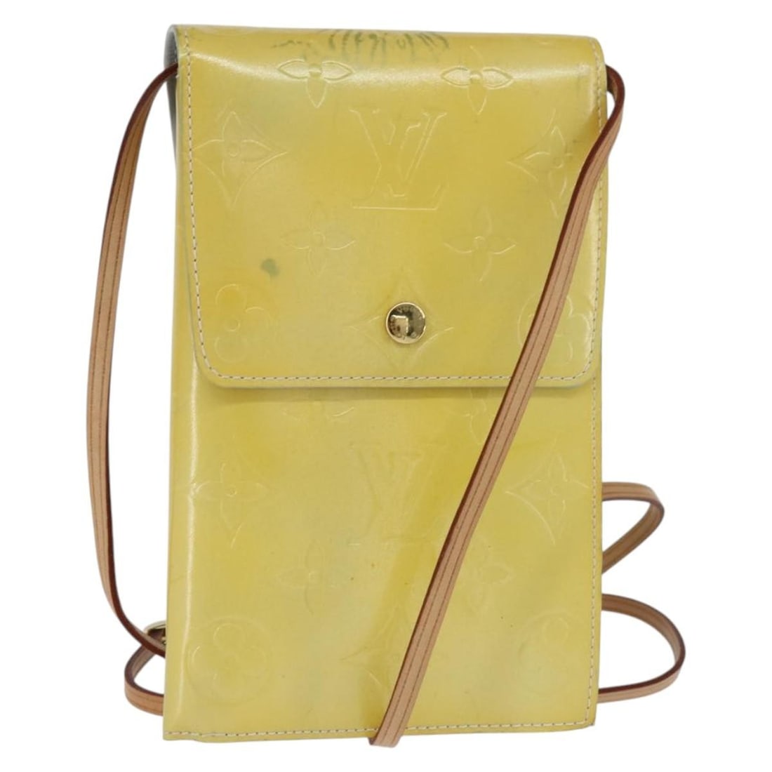 LOUIS VUITTON Monogram Vernis Walker Wallet Lime Yellow M91074 Authentic (1 of 18)