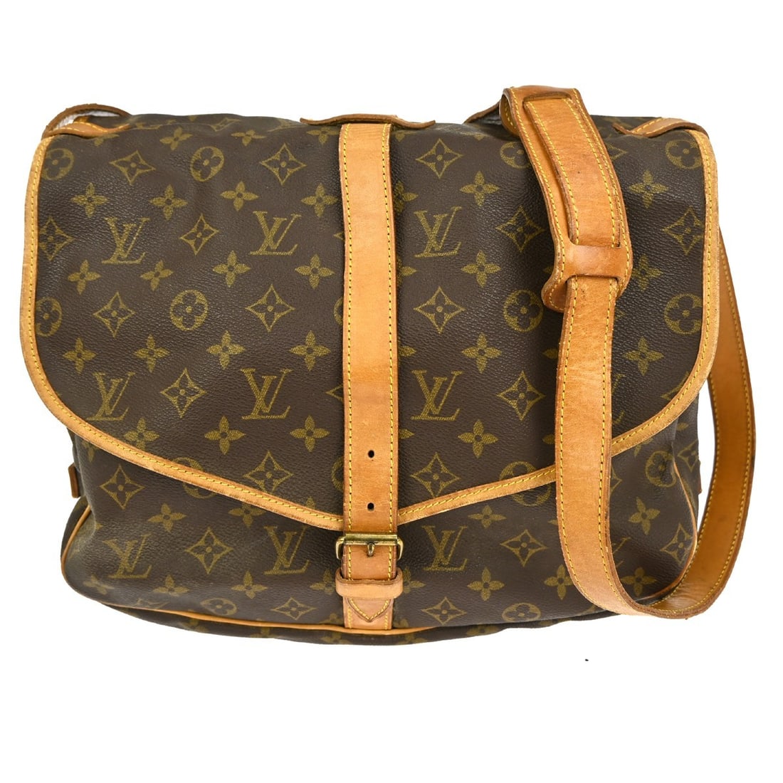 Louis Vuitton Saumur 35 Monogram Canvas Crossbody Shoulder Bag M42254: Louis Vuitton Saumur 35 Monogram Canvas Crossbody Shoulder Bag M42254 This vintage Louis Vuitton Saumur 35 Shoulder Bag showcases the iconic Monogram pattern, making it a stylish accessory for casual 