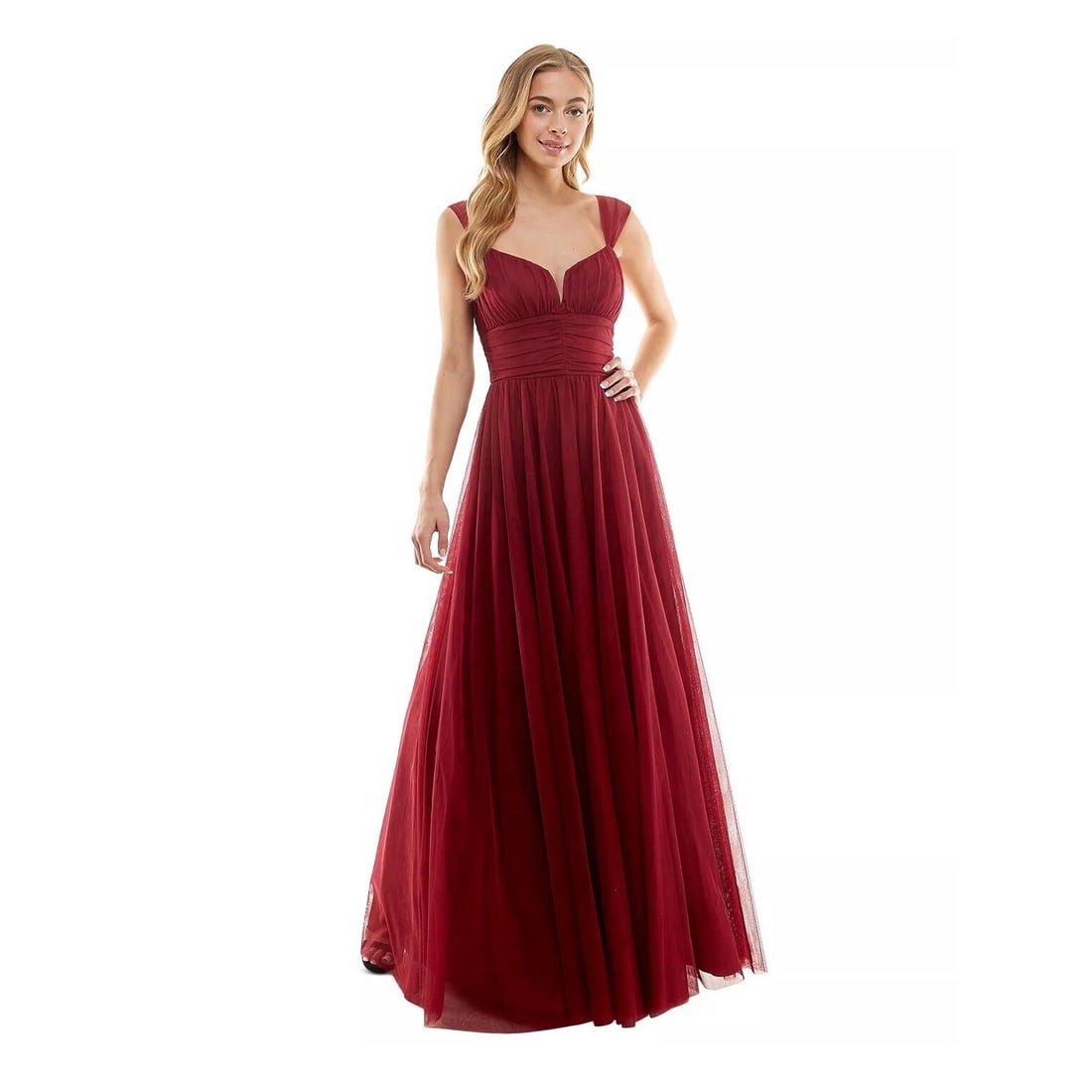 City Studio Emma Juniors Red Pleated Evening Dress Size 5 (1 of 2)