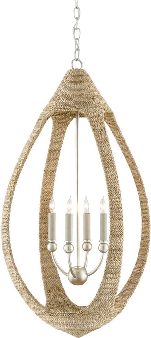 Currey Menorca Adjustable Height Oval Chandelier with Abaca Rope (1 of 3)