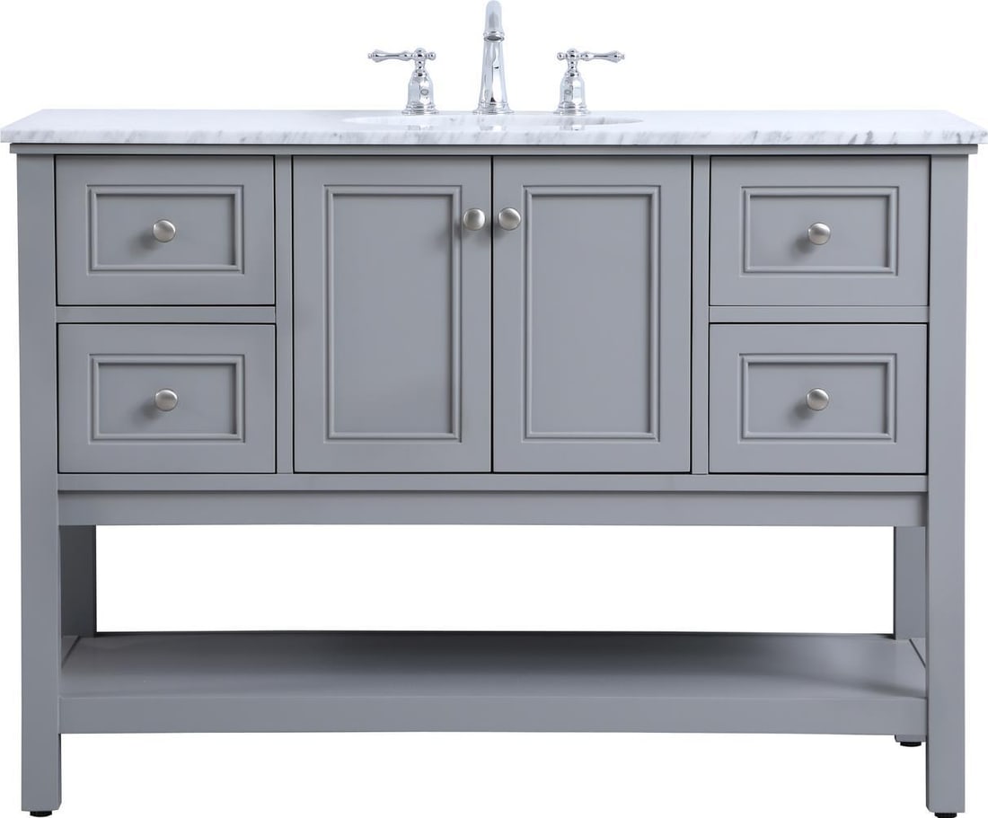 Elegant Lighting Contemporary Gray 48 Inch Bathroom Vanity Set: Elegant Lighting Contemporary Gray 48 Inch Bathroom Vanity Set This contemporary gray vanity set combines style and functionality, ideal for modern bathrooms. Crafted from solid wood, it features a sl