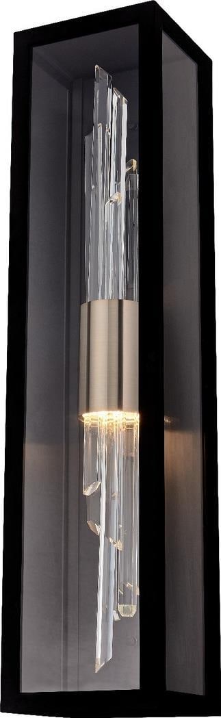 Kalco Esterno Cristallo Luxury Outdoor Wall Sconce Matte Black Gold: Kalco Esterno Cristallo Luxury Outdoor Wall Sconce Matte Black Gold Elevate your outdoor space with this stunning Luxury Outdoor Sconce, featuring a sleek matte black finish complemented by brushed ch
