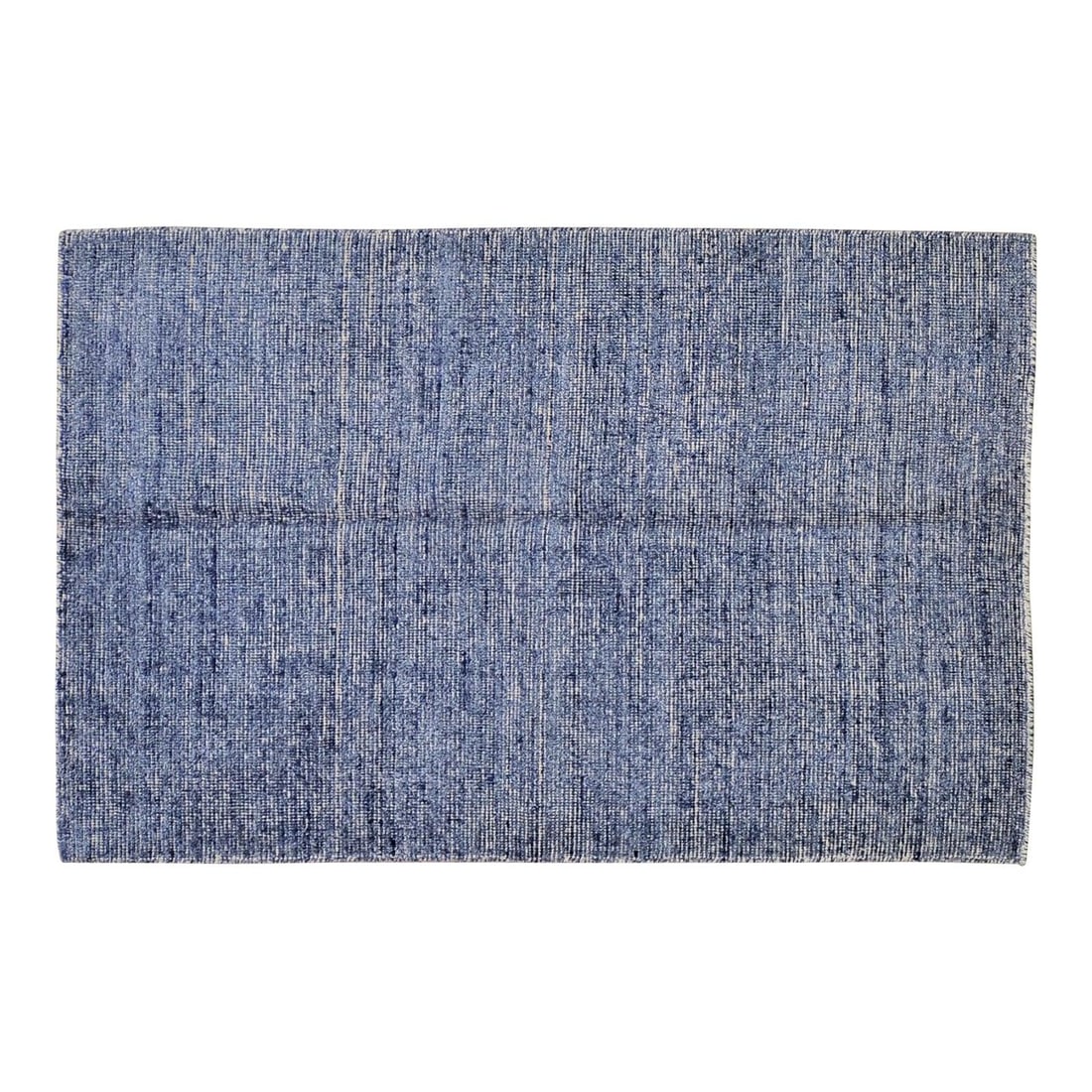 Handwoven Indian Wool Rug Modern Design 3'x10' Navy Blue: Handwoven Indian Wool Rug Modern Design 3'x10' Navy Blue This hand-knotted rug showcases traditional Indian craftsmanship, blending wool with a modern design sensibility. Its navy blue color, durable 