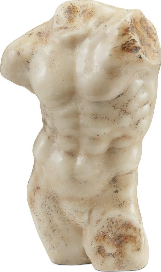 Greek Style Ancient Torso Sculpture Composite Aged Beige Brown 15.25H 9.50W 5.88D (1 of 5)
