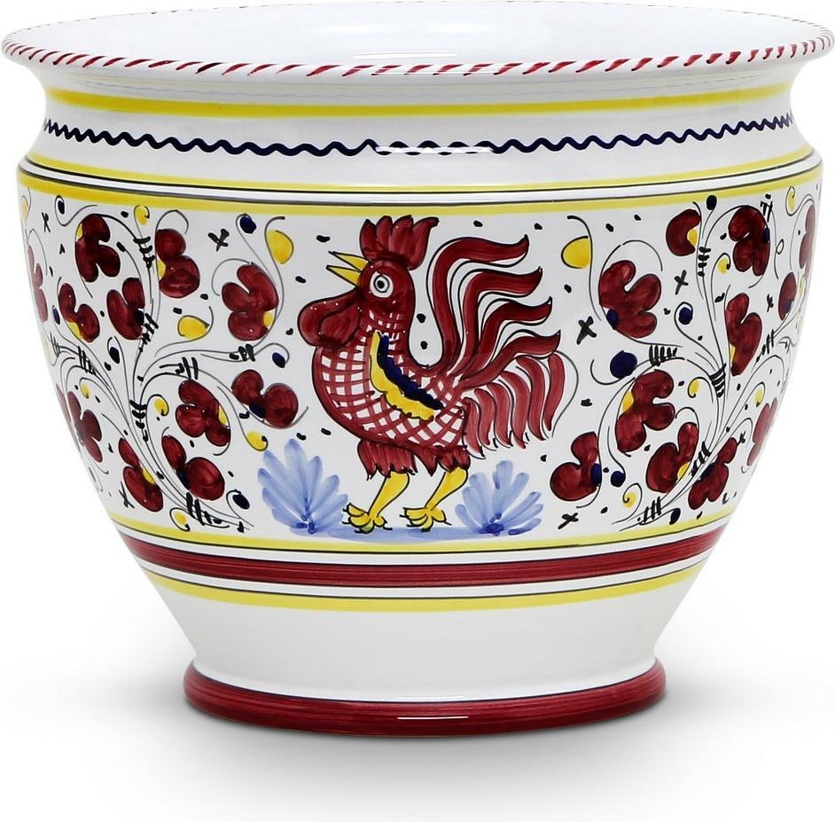 Handmade Deruta Style Large Ceramic Planter Red Finish (1 of 4)