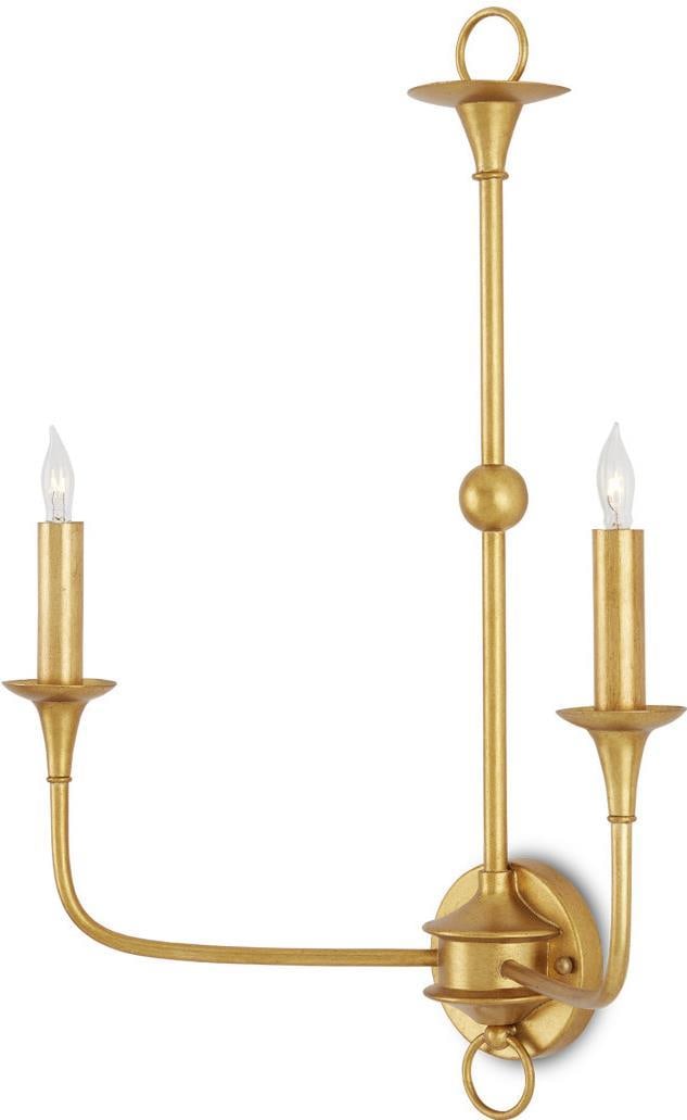Currey Nottaway Gold Leaf Wall Sconce 2-Light Dimmable Lighting: Currey Nottaway Gold Leaf Wall Sconce 2-Light Dimmable Lighting Elevate your home decor with this sophisticated gold wall sconce, perfect for modern interiors. The transitional style features a striki