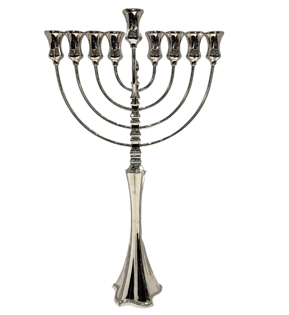 Modern Handmade 925 Sterling Silver Chanukah Menorah 25.50 Inches: Modern Handmade 925 Sterling Silver Chanukah Menorah 25.50 Inches This exquisite Chanukah Menorah is crafted from fine 925 sterling silver, showcasing a modern, handmade design with a shiny and sleek 